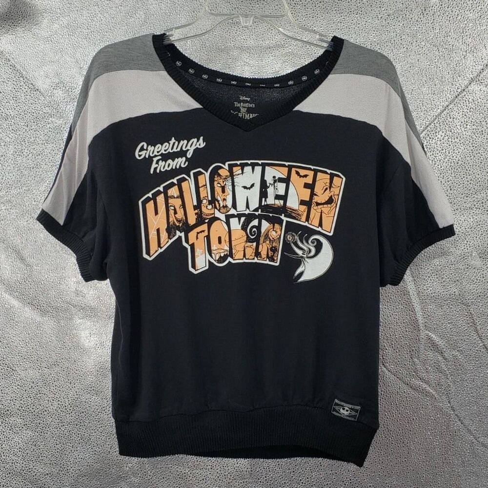 Disney Nightmare Before Christmas Pajama Top Size S Black Halloween Town Gothic